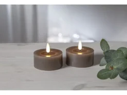 Star Trading LED Teelichter Set Flamme Flow 2 Pack, Braun