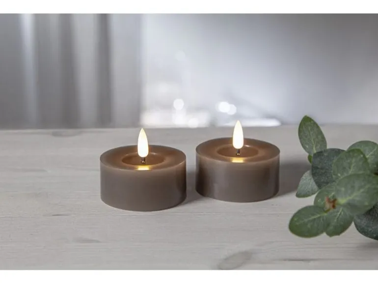 Star Trading LED Teelichter Set Flamme Flow 2 Pack, Braun