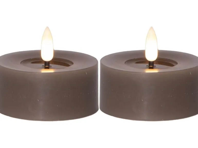 Star Trading LED Teelichter Set Flamme Flow 2 Pack, Braun