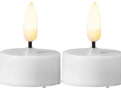 Star Trading LED Teelichter Set Flamme Ø 3.8 x 5 cm, Weiss, 2 Stk
