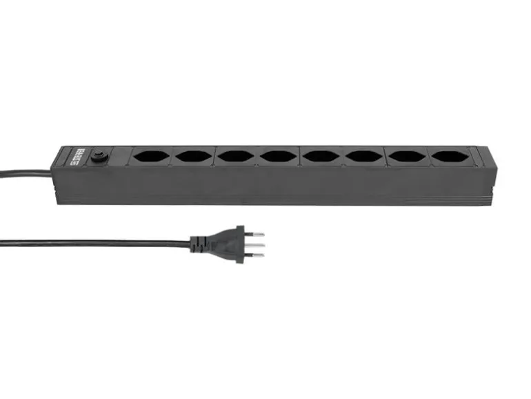 STEFFEN 19" Steckdosenleiste 8x T13, Schwarz
