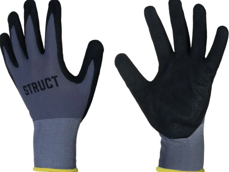 STRUCT Arbeitshandschuh Nylon, M, Grau/Schwarz, 1 Stück
