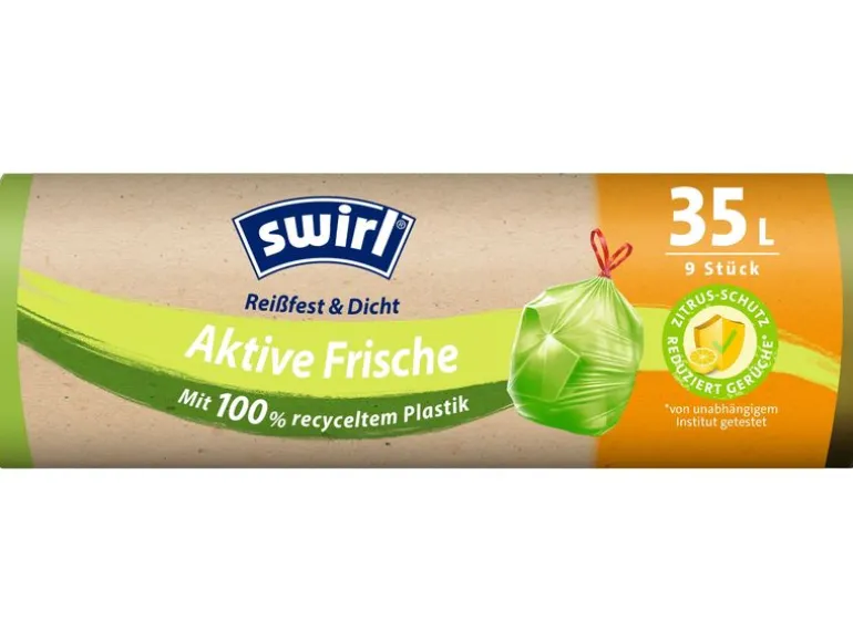 Swirl Müllbeutel Müllbeutel Aktive Frische 35 Liter 35 l, 9 Stück