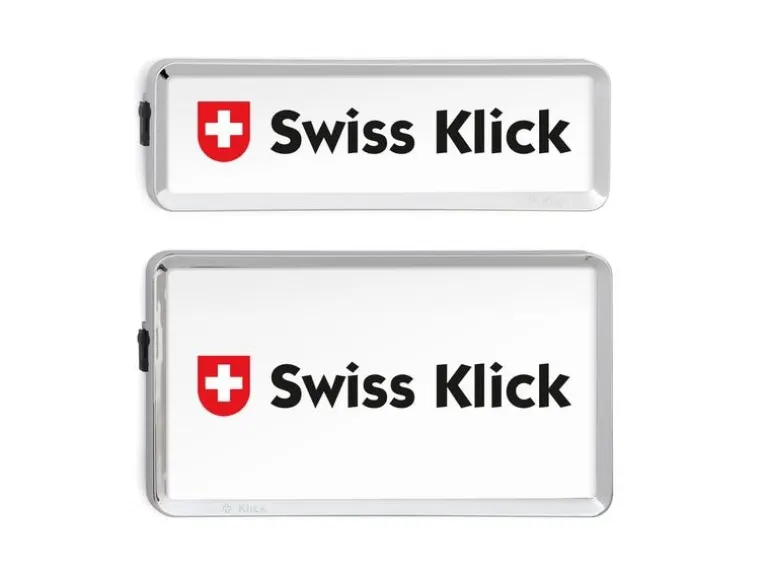 Swiss Klick Kennzeichenhalterset Hochformat Chrom Glanz