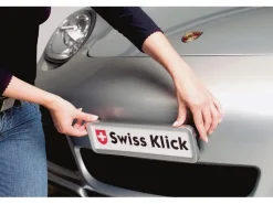 Swiss Klick Kennzeichenhalterset Hochformat Chrom Glanz