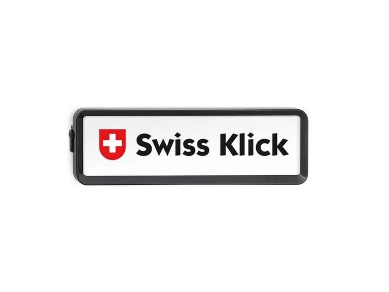 Swiss Klick Kennzeichenhalter Langformat Vorderseite Schwarz