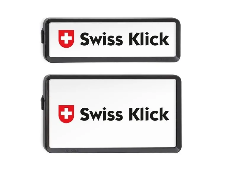 Swiss Klick Kennzeichenhalterset Hochformat Schwarz