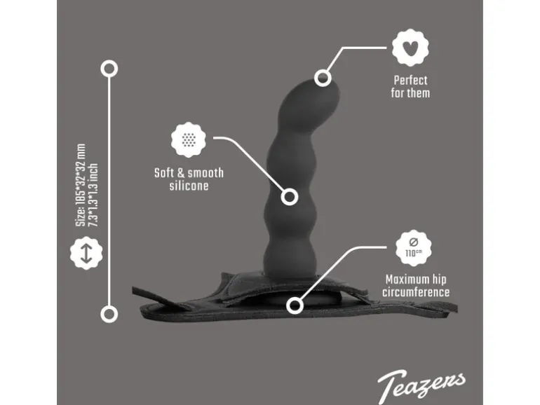 Teazers Silikon StrapOn Set Schwarz Schwarz