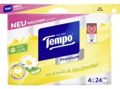 Tempo Toilettenpapier Premium Kamille  Rollen, 4-lagig, Weiss