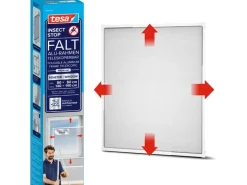 tesa Grössenverstellbares Fliegengitter FALT Fenster, Weiss