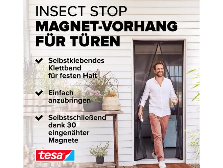 tesa Insektenschutz Magnetvorhang 1.2 x 2.4 m, Anthrazit