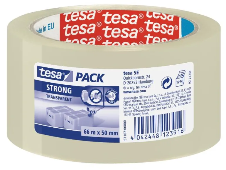 tesa Klebeband strong 50 mm x 66 m, 1 Rolle Transparent