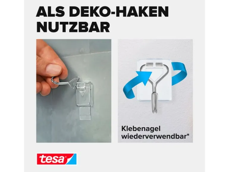 tesa Klebehaken Powerstrips Haken Small Transparent, 0.5 kg