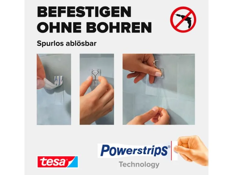 tesa Klebehaken Powerstrips Haken Small Transparent, 0.5 kg