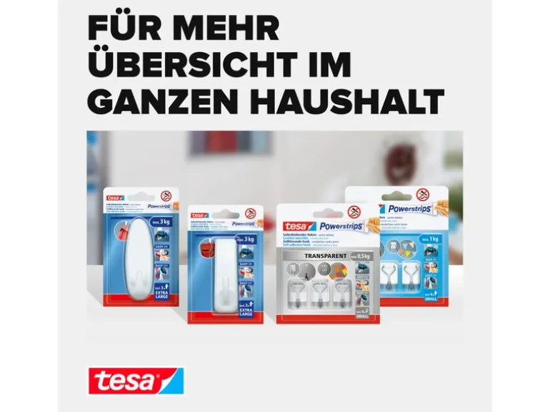 tesa Klebehaken Powerstrips Haken Small Transparent, 0.5 kg