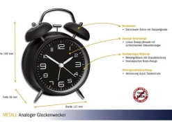 TFA Dostmann Elektronischer Wecker mit Doppelglocke, Schwarz