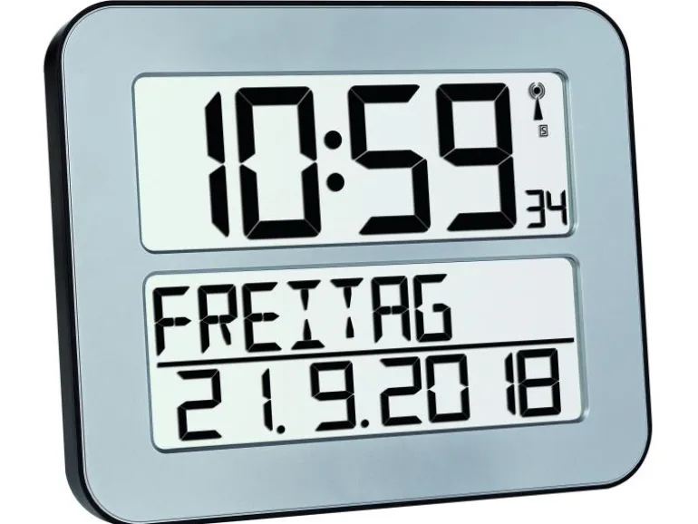 TFA Dostmann Funk-Wanduhr Timeline Max Silber