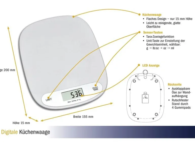 TFA Dostmann Küchenwaage Digital Weiss