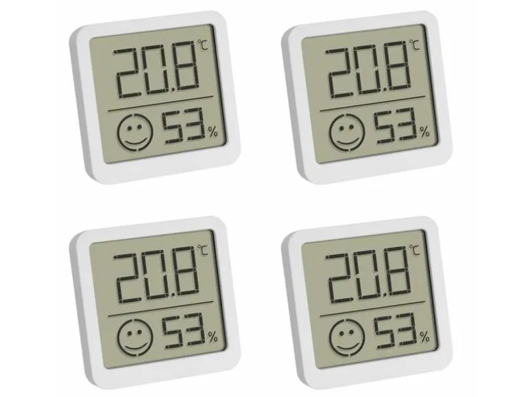 TFA Dostmann Thermo-/Hygrometer Digital, Weiss, 4er Set