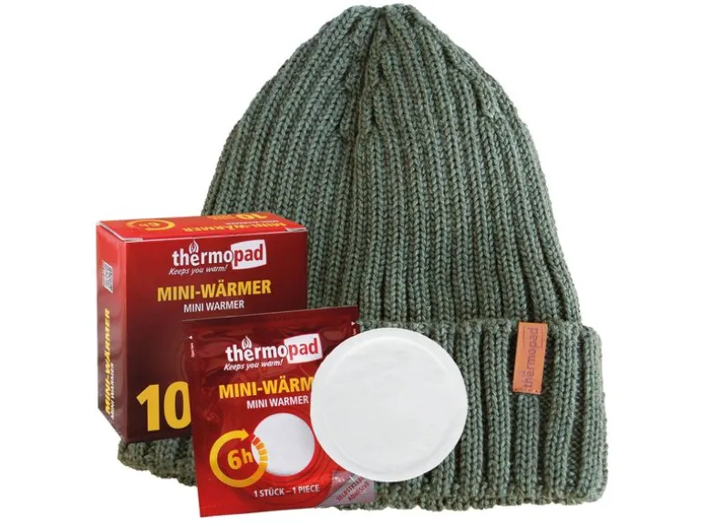 Thermopad multi BEANIE Merino inkl. 10 Miniwärmer - Olive