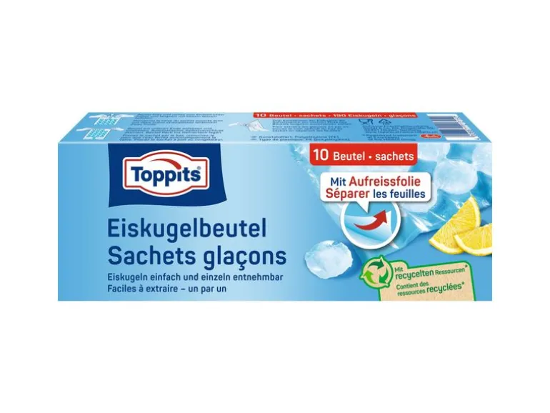 Toppits Eiswürfelbeutel 10 Stück, Blau/Transparent