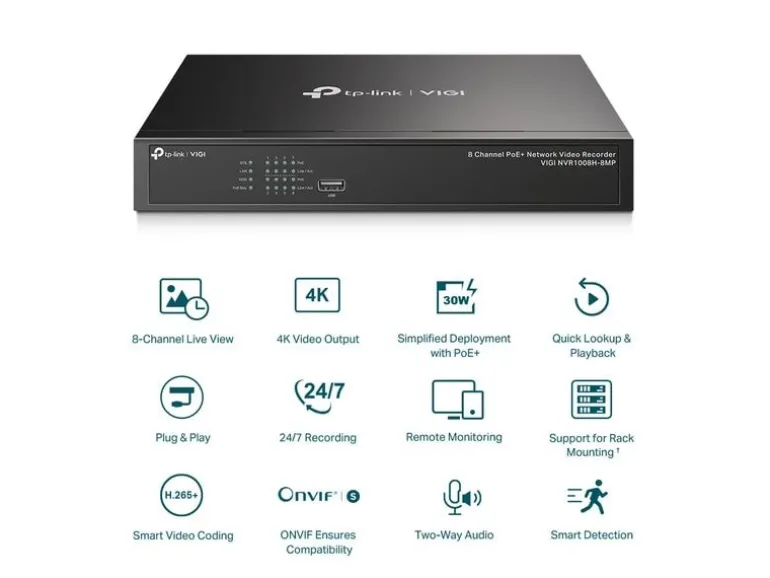 TP-Link Netzwerkrekorder VIGI NVR1008H-8MP 0 TB, 8 Kanal
