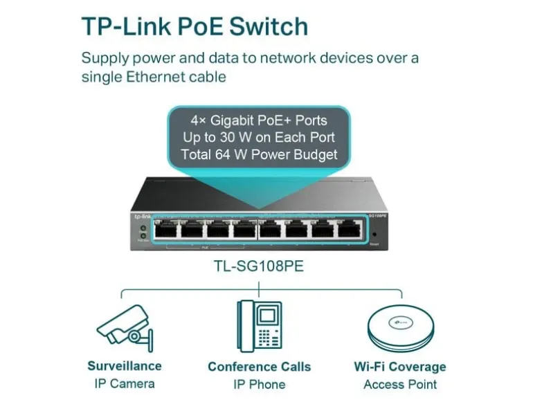 TP-Link PoE+ Switch TL-SG108PE 8 Port