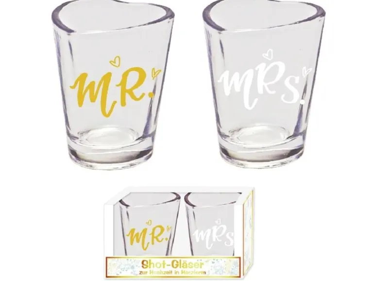Trendcompany Schnapsgläser Mr & Mrs (2er Set)