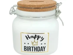 Trendcompany Spardose Happy Birthday Glas