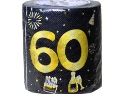 Trendcompany Toilettenpapier 60. Geburtstag, Schwarz, Gold, 10 cm x 25 m
