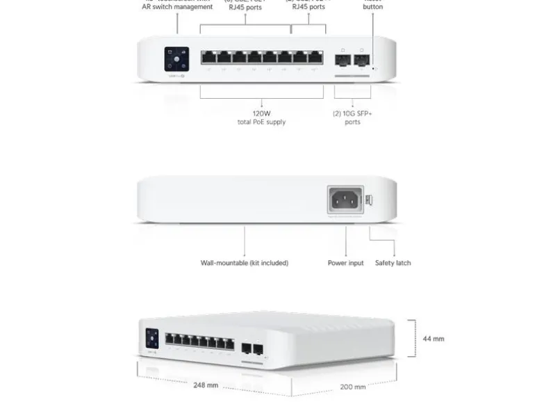 Ubiquiti PoE+ Switch UniFi USW-PRO-8-POE 10 Port