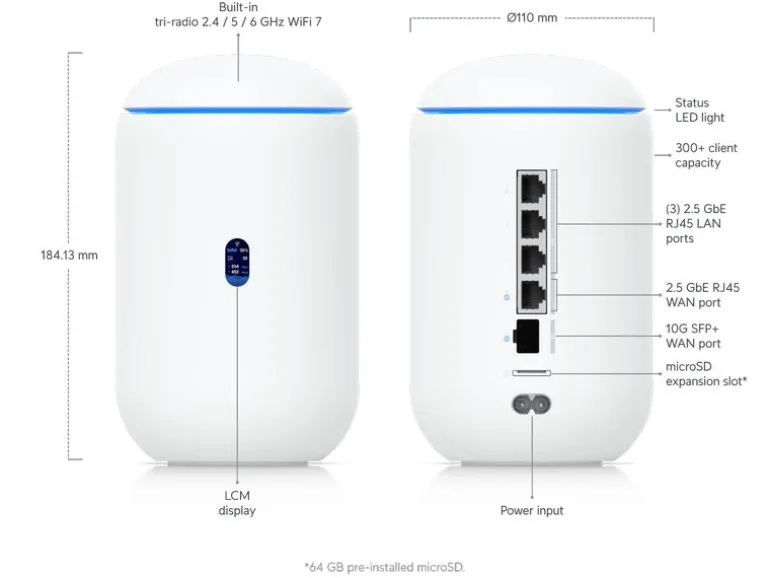 Ubiquiti Router UniFi Dream UDR7 ink.64GB microSD