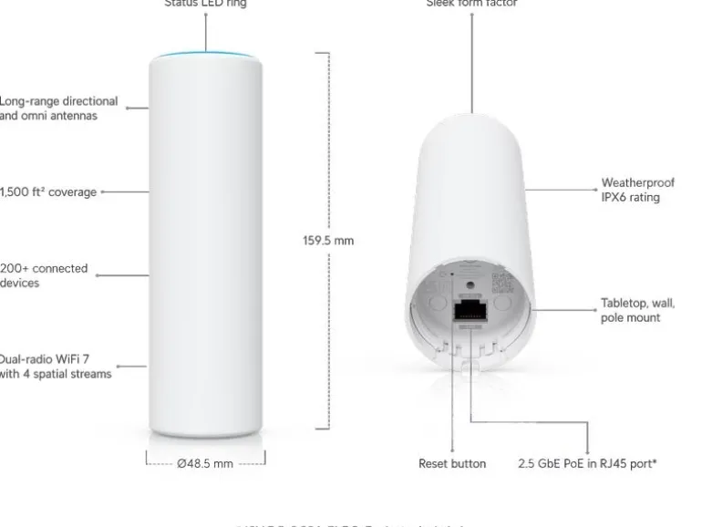 Ubiquiti Wireless Access Point U7-Mesh WiFi 7 BE5000 2.5 GbE