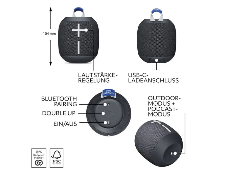 Ultimate Ears Bluetooth Speaker WONDERBOOM 4 Schwarz