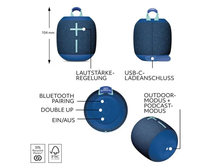 Ultimate Ears Bluetooth Speaker WONDERBOOM 4 Blau