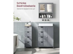 VASAGLE Spiegelschrank MDF, 13 x 56.5 x 58.5 cm