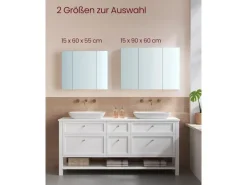 VASAGLE Spiegelschrank Weiss 15 x 90 x 60 cm