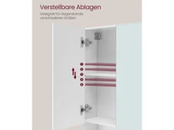 VASAGLE Spiegelschrank Weiss, 90 x 16.5 x 75 cm