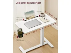 VASAGLE Stehtisch mit Platte 70 x 40 cm Weiss