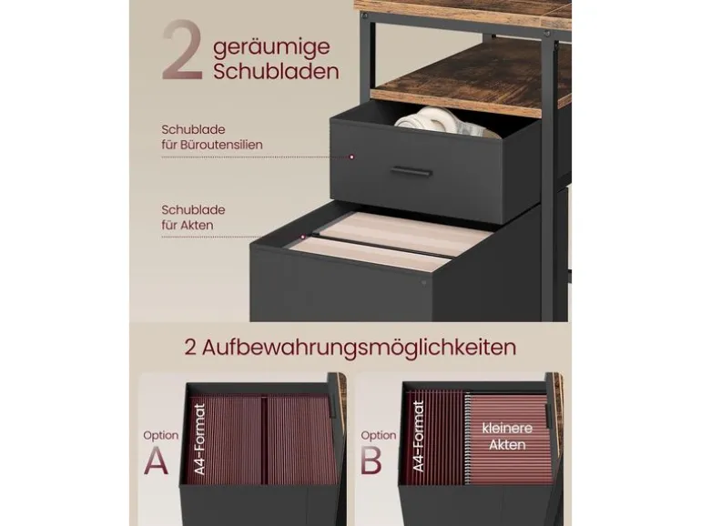VASAGLE Tisch mit Platte Braun/Schwarz 160 x 60 cm