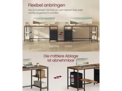 VASAGLE Tisch mit Platte Braun/Schwarz 160 x 60 cm