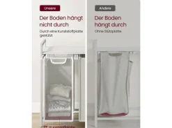 VASAGLE Wäschekorb  mit Ablage 3 x 38 l, Weiss