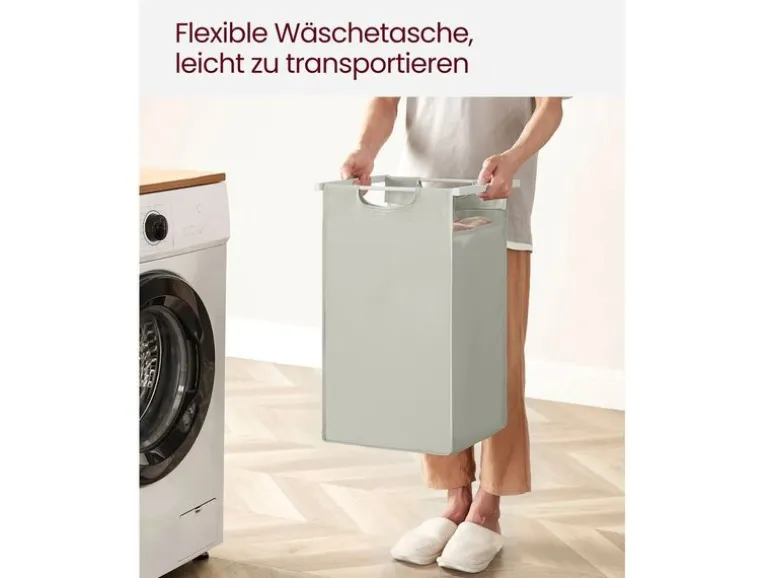 VASAGLE Wäschekorb mit Ablage 3 x 38 l, Weiss