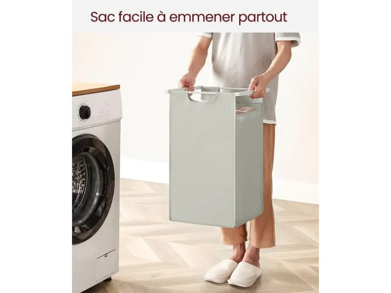 VASAGLE Wäschekorb mit Ablage 3 x 38 l, Weiss