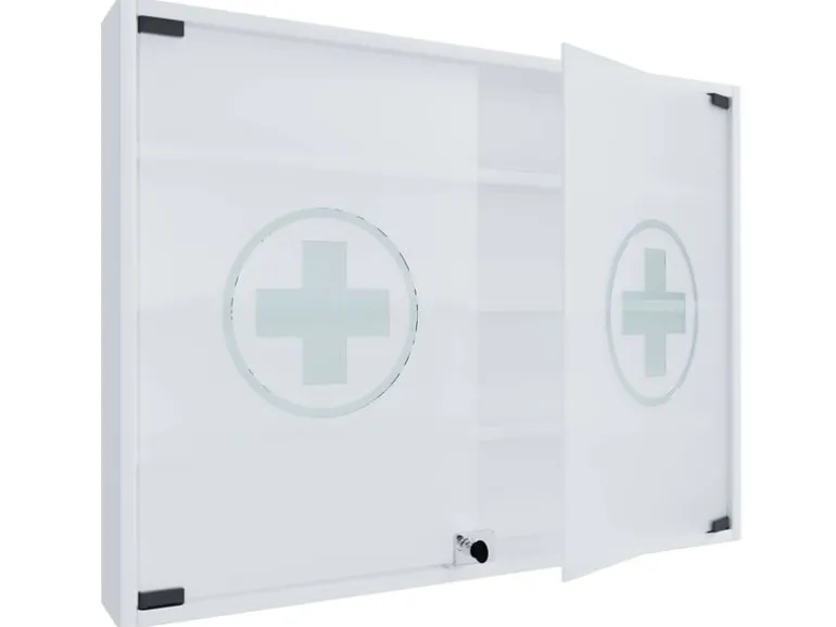 VCM Erste Hilfe Schrank Hustila L 60 x 80 x 10 cm, Weiss