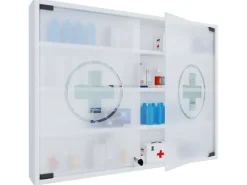 VCM Erste Hilfe Schrank Hustila L 60 x 80 x 10 cm, Weiss