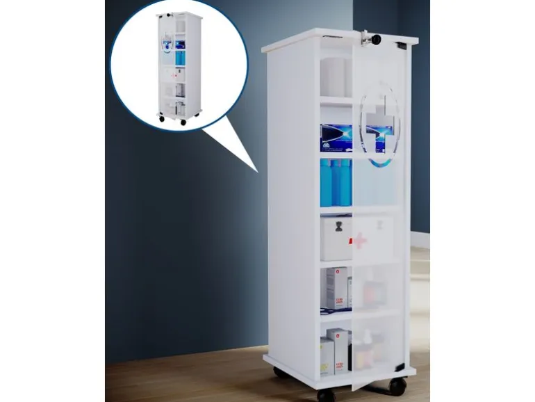 VCM Erste Hilfe Schrank Nilasu 98 x 31 x 35 cm, Weiss
