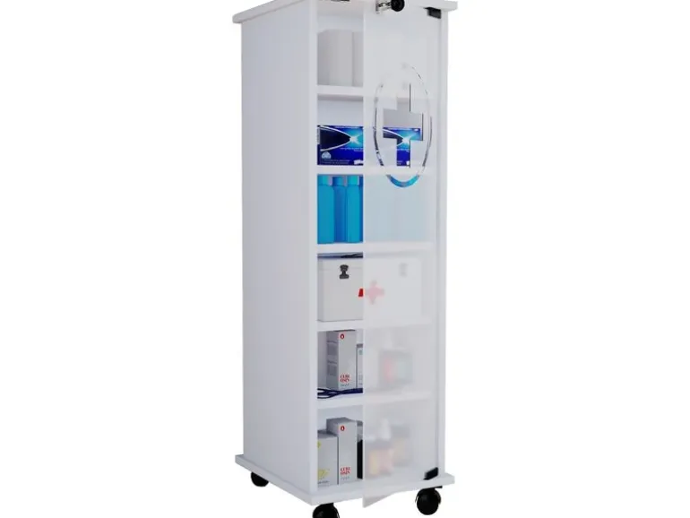 VCM Erste Hilfe Schrank Nilasu 98 x 31 x 35 cm, Weiss