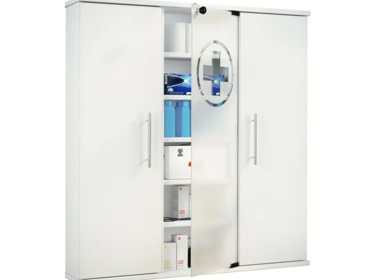 VCM Erste Hilfe Schrank Santila 92 x 88 x 18 cm, Weiss