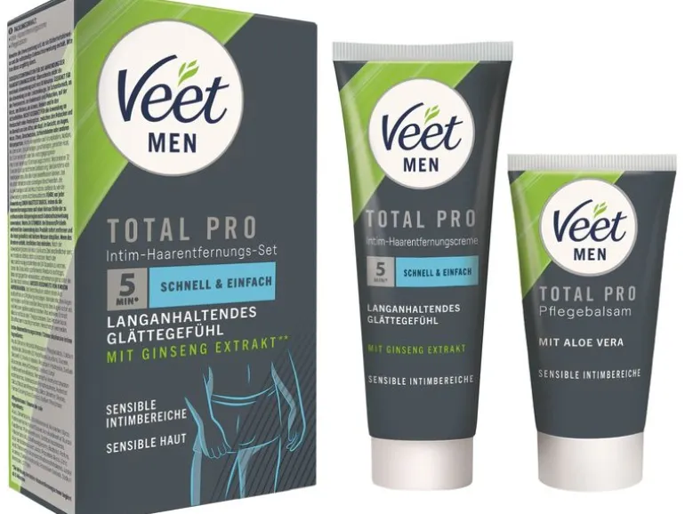 Veet MEN Haarentfernungscreme Intimbereich + Pflegebalsam, 150 ml